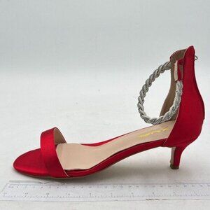 XYD Women's Ankle Strap Kitten Heel Sandals Cute Rhinestone Low Heel